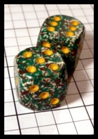 Dice : Dice - 6D Pipped - Chessex Green and White Speckled with Yellow Pips - Ebay Jan 2014